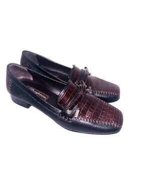 Brighton Brown Croc-Embossed Leather Loafers